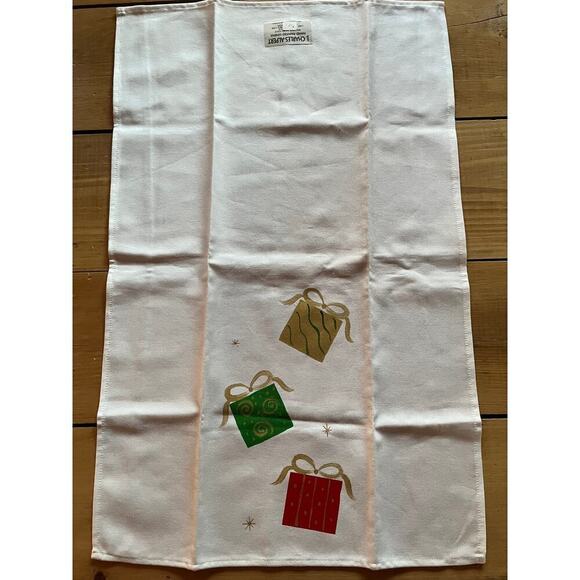 NWT! 2 Vintage Hand Painted Christmas Linen towel. Presents. J. Charles-Alpert - Picture 4 of 5